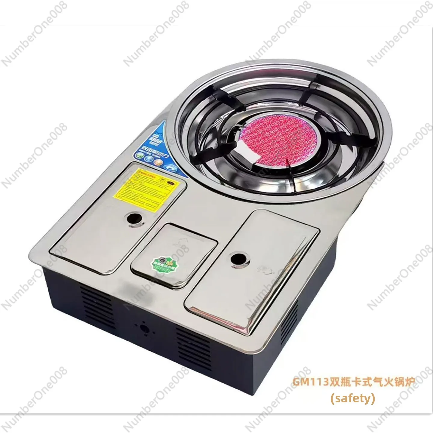 

Built-in Dual Gas Canister Stove Commercial Drop-in BBQ Grill Hot Pot Table Dedicated Cooktop Stainless Steel