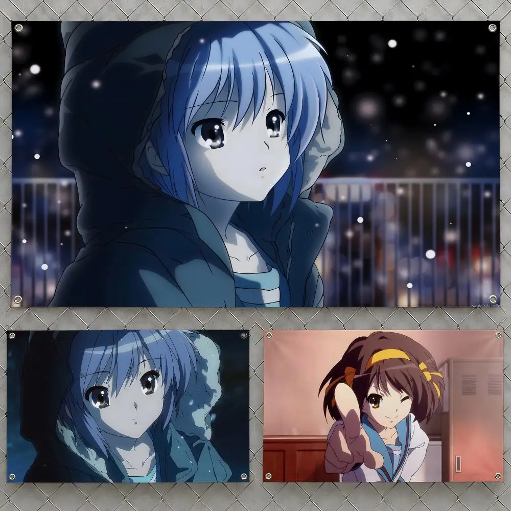 Anime Haruhi Suzumiya SOS Brigade Kyon Flags Wall Hanging Flag Banners For Birthday Parties Outdoor Bedroom Dorm Room Decor