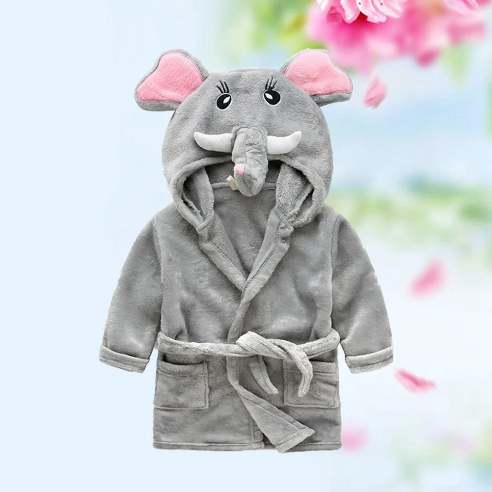 

Kids Cartoon Elephant Bathrobe Hooded Soft Warm Animal Pajamas Fleece Robe Sleepwear Nightgown Robe Pajamas
