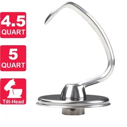 Stainless Steel Dough Hook for Kitchenaid Stand Mixer 4.5QT and 5QT Mixer Dough Attachments for Kitchenaid