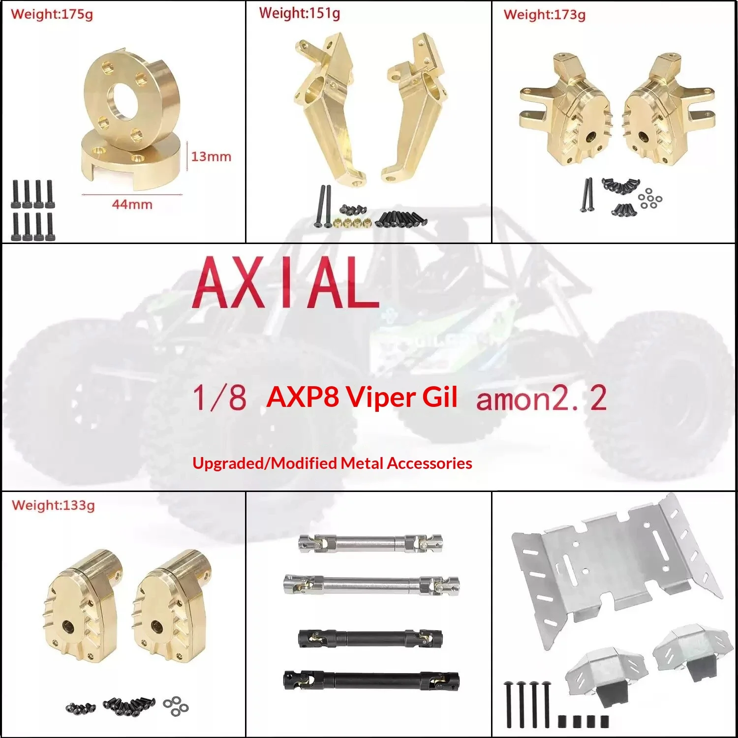 

Axial Brass Rear Axle C Hub Counterweight For 1 8 AXP8 Gilamon 2 2 4X4 RTR Rc Crawler Car Upgrade Parts Accessory