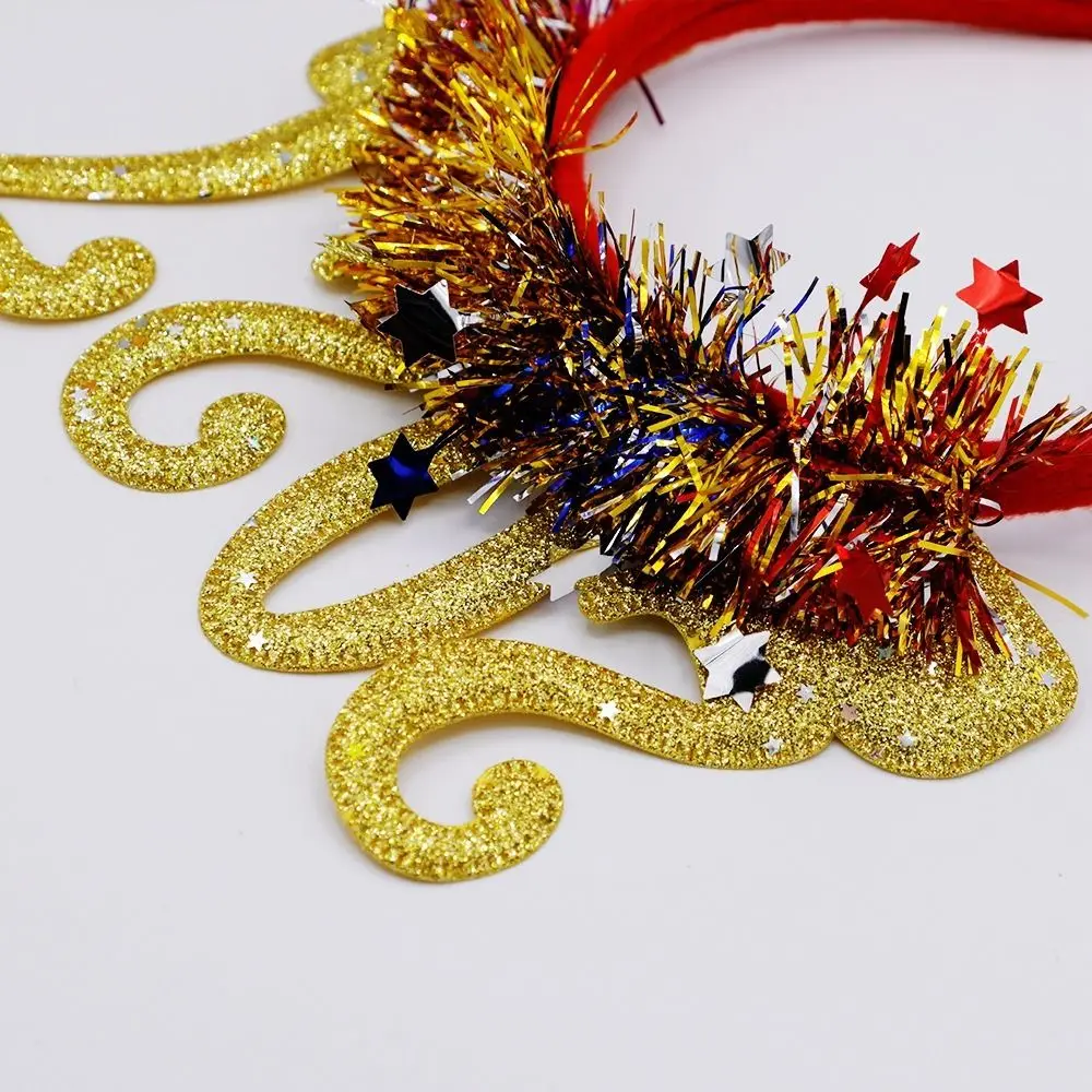 Adjustable Size 2027 Christmas Headband Glitter Sequined Light-Up Function New Year Headpiece Flexible Design Plastic Frame