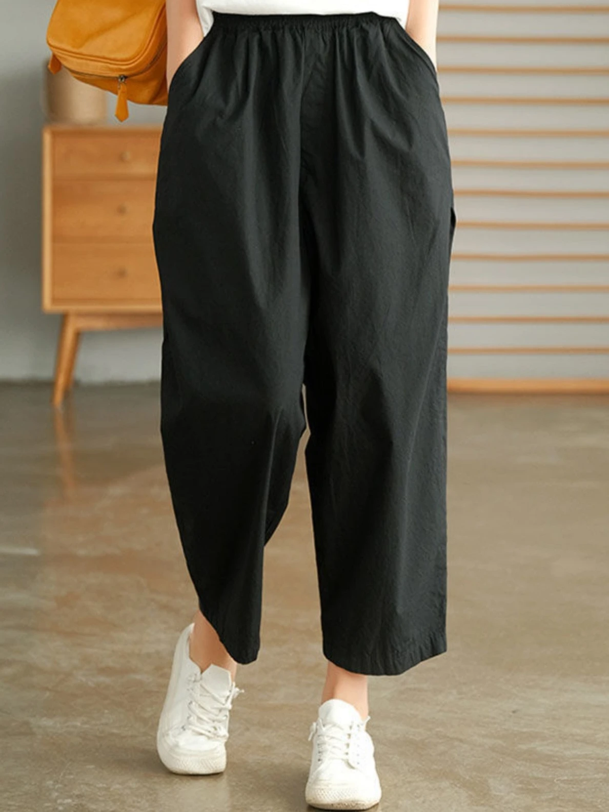 Japanse Sle Casual Broek Vrouwen Zomer Veelzijdige Losse Negen Punten Harlan Broek Wortel Broek Comfortabel Ademend Dun
