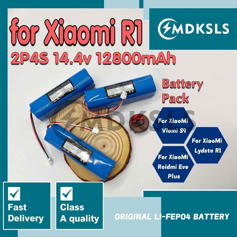 MDKSLS 2025 Новый для XiaoMi Viomi S9 Lydsto R1 Roidmi Eve Plus 100% оригинальный литиевый аккумулятор 14,4 В 2P4S 6800 мАч 9800 мАч 12800 мАч MDKSLS 2025 Новый для XiaoMi Viomi S9 Lydsto R1 Roidmi Eve Plus 100% оригинальный литиевый аккумулятор 14,4 В 2P4S 6800 мАч 9800 мАч 12800 мАч