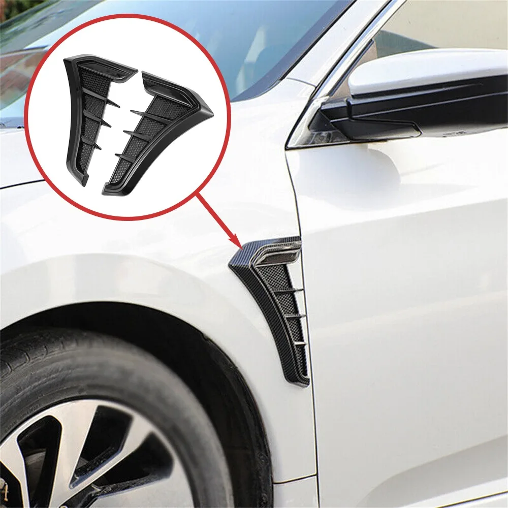 

1 Pair Universal Carbon Black Car Fender Side Vents Air Flow Intake Hole Grille Sticker Cover Car Styling Exterior Accessories