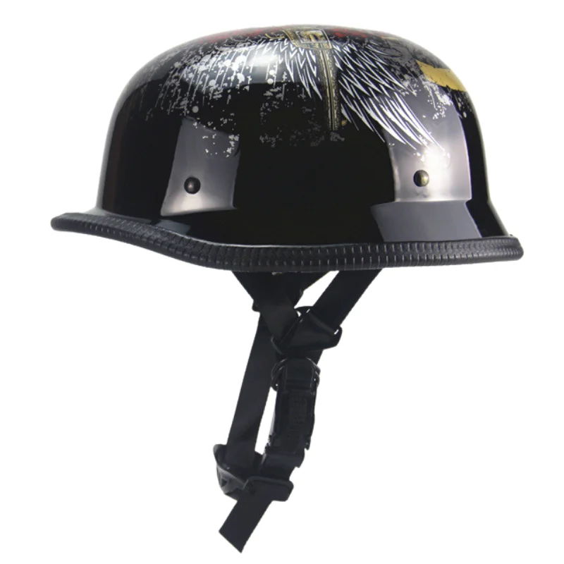 

Open Face Motorcycle Helmet Vintage Retro Half Street Helmet German World War II Style Cruisers Helmets for Rider DOT Approve