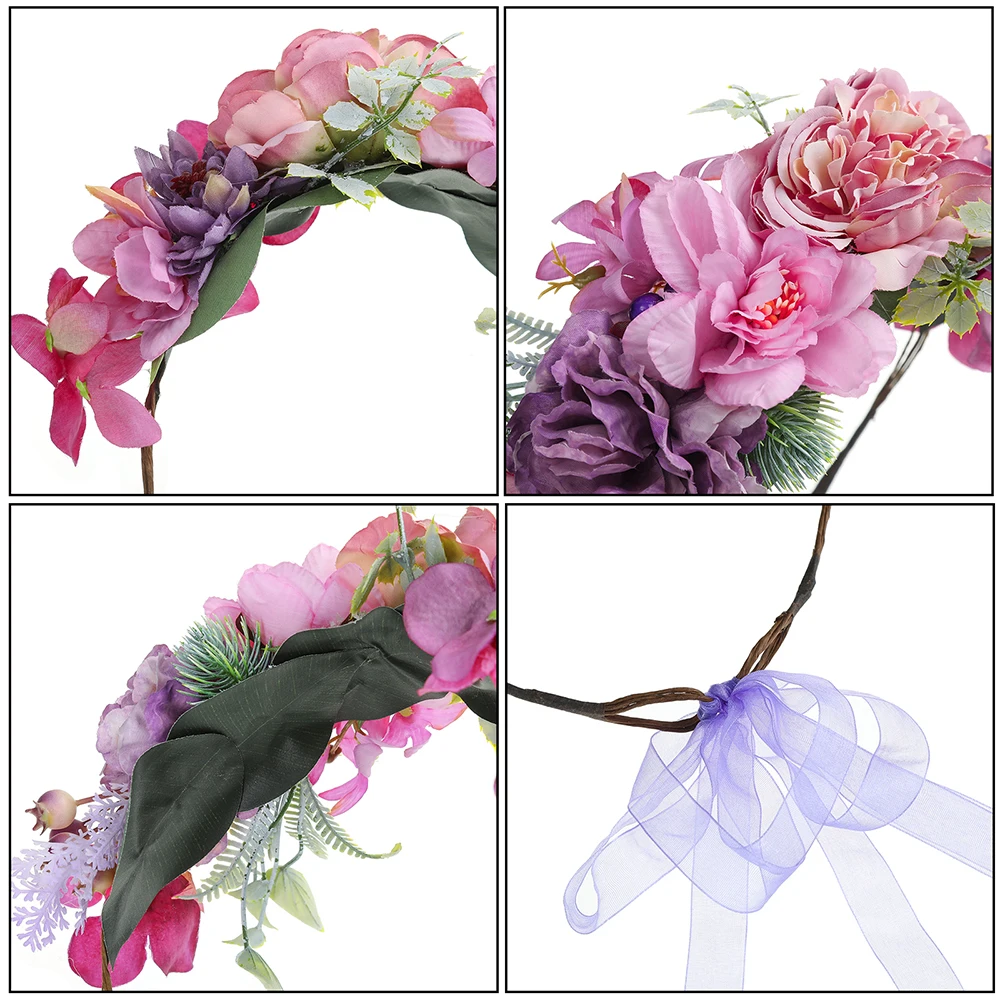 AWAYTR Bridal Garland Daisy Floral Crown Wedding Flower Headband Beach Wreath Hairbands Girls Hair Accessories Women  Head Hoop