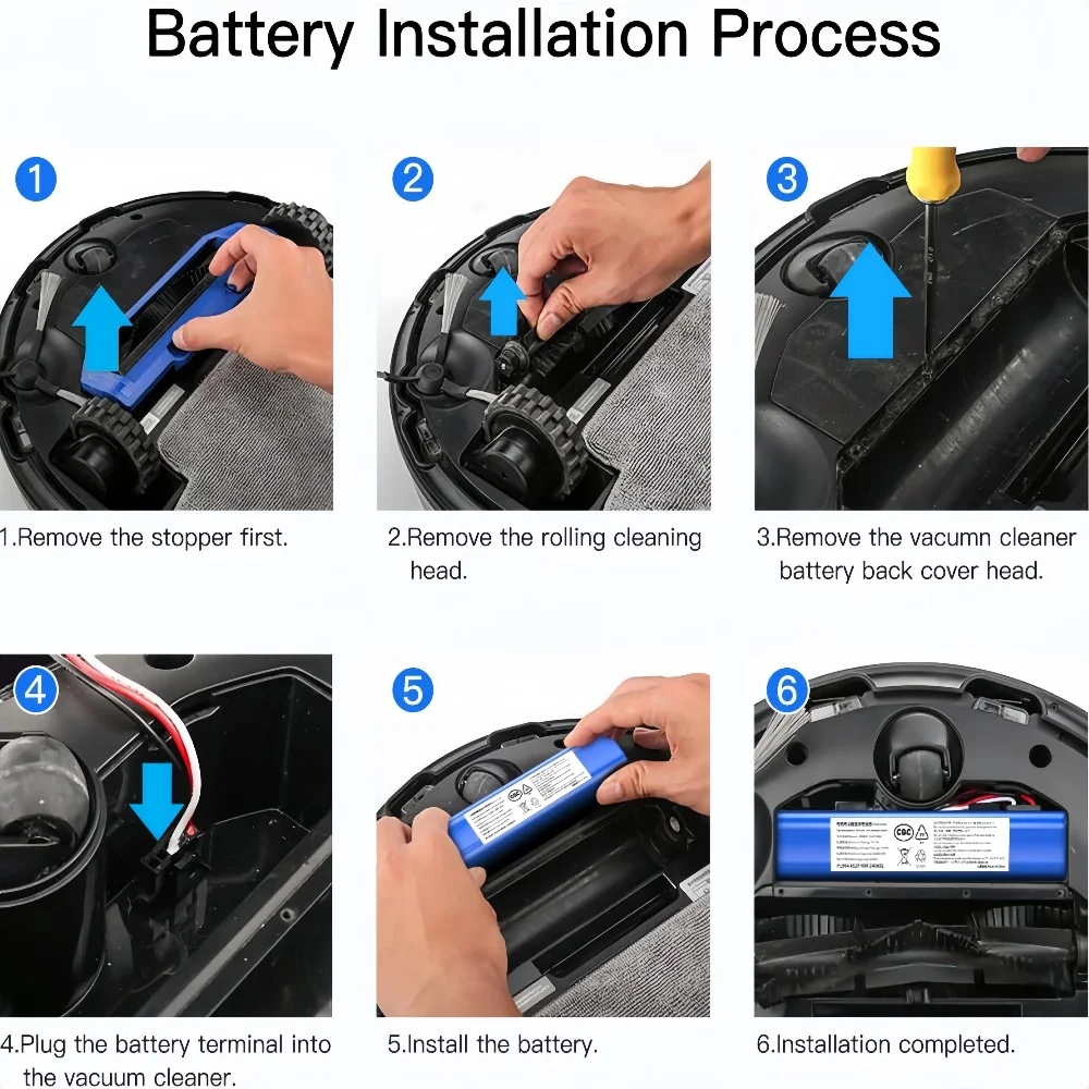 14.4V 6500mAh Li-ion Battery for Lydsto R1,Roidmi Eve Plus ,VIOMI S9 Proscenic M7 MAX, M7 Pro,M8 Pro,U6,Vacuum Cleaner
