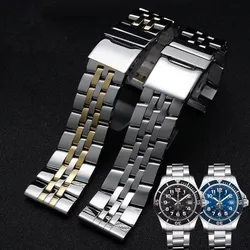 904 Stainless steel watchband for Breitling A49350 AB042011 wrist band 20mm 22mm 24mm silver gold solid metal strap men bracelet