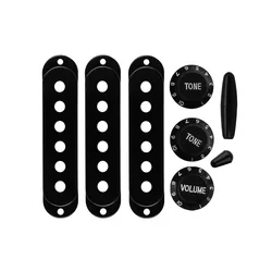 FLEOR Set of Plastic Single Coil Pickup Covers 2T1V Knobs 48/50/52mm Switch Tip Whammy Bar Tip for ST Guitar