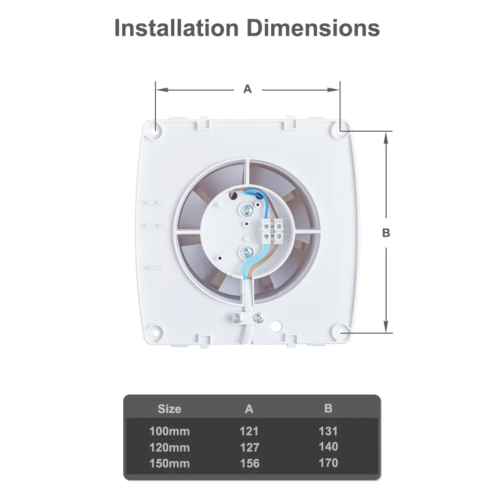230V ท่อ 4 "100 มม.เพดานห้องน้ํา Axial Ventilator พัดลมลูกปืนมอเตอร์ด้านหลังวาล์ว