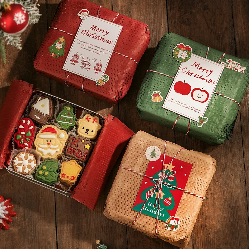 Christmas Cookie Tin Box Square Candy Gift Empty Box Baking Dessert Cookie Packaging Box Festival Holiday Gift Box