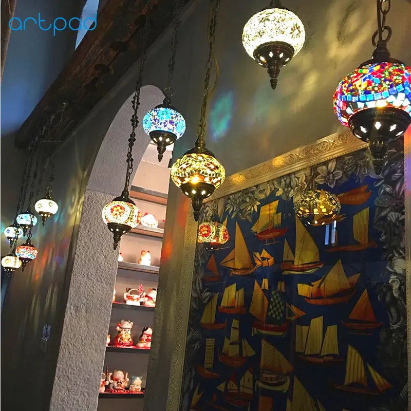 Artpad 20 Types Turkish Pendant Light Colorul National Characteristic  Handmade Chandelier Led for Cafe Shopping Store Bar