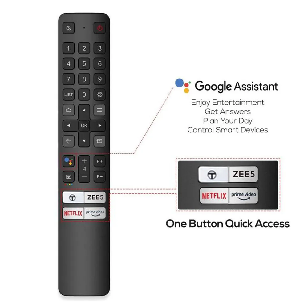 

New RC901V FMR5 Voice Remote Control for TCL 65P615 65 Inch 4K Ultra HD Smart Android LED Television Netflix Prime Video