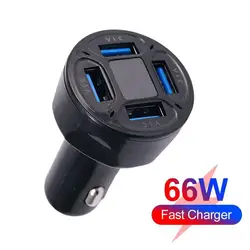 USB 3.0 차량용 충전기, 4 포트, 66W 고속 충전, 자동차 휴대폰 충전기 어댑터, 아이폰 14 13 Mi