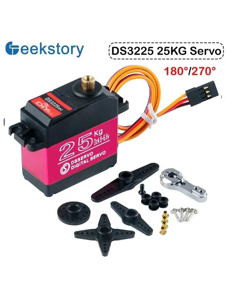 Servomoteur numérique DS3225 25KG, couple élevé 180/270 degrés, engrenage entièrement métallique, servo RC avec servo étanche 25T pour voitures Baja 1/8