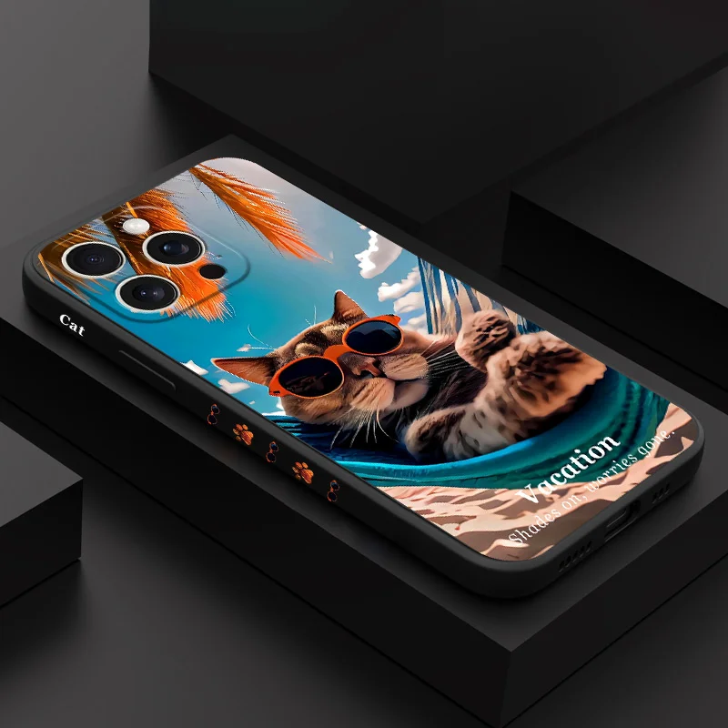 

Vacation Cat Phone Case For iPhone 17 16 16e 15 14 13 Plus Pro Max Mini Silicone Cover