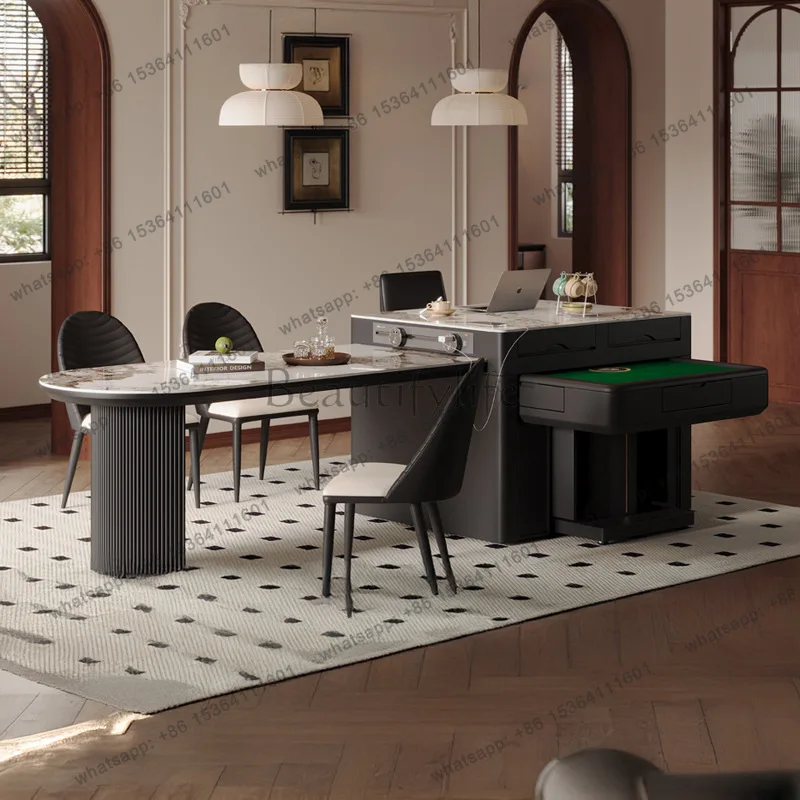 Island table integrated household retractable rock slab multi-functional mahjong machine