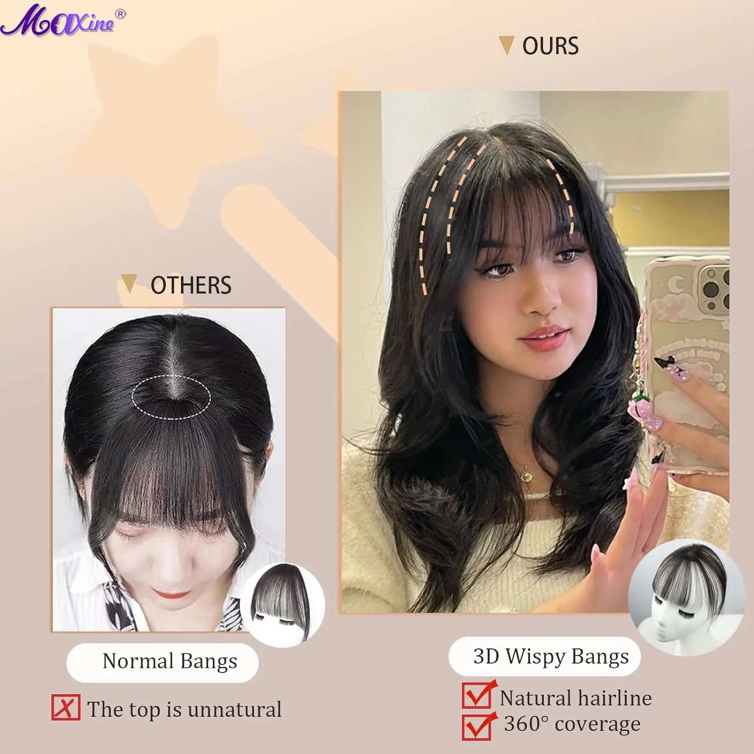 Clip in Bangs 100% Real Human Hair Wipsy Bangs with Topper Lace Clip in Bangs,360° Cover Clip on Bangs for Women Curved Bangs