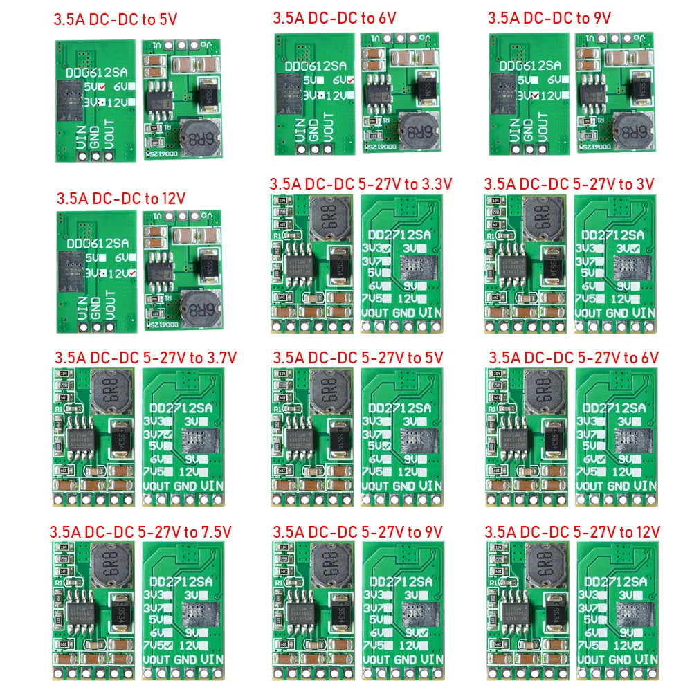 Module de Conversion progressif DC-DC vers 5v 6v 9v 12v, 5-27v vers 3v 3.3v 3.7v 5v 6v 7.5 9v 12v