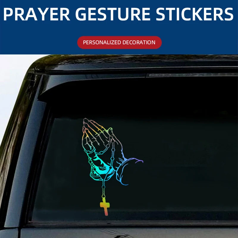 Car Sticker Prayer Gesture Rear Windshield Reflective Stickers Waterproof Auto Styling Decoration Vinyl Body Window Sticker Deca image 2