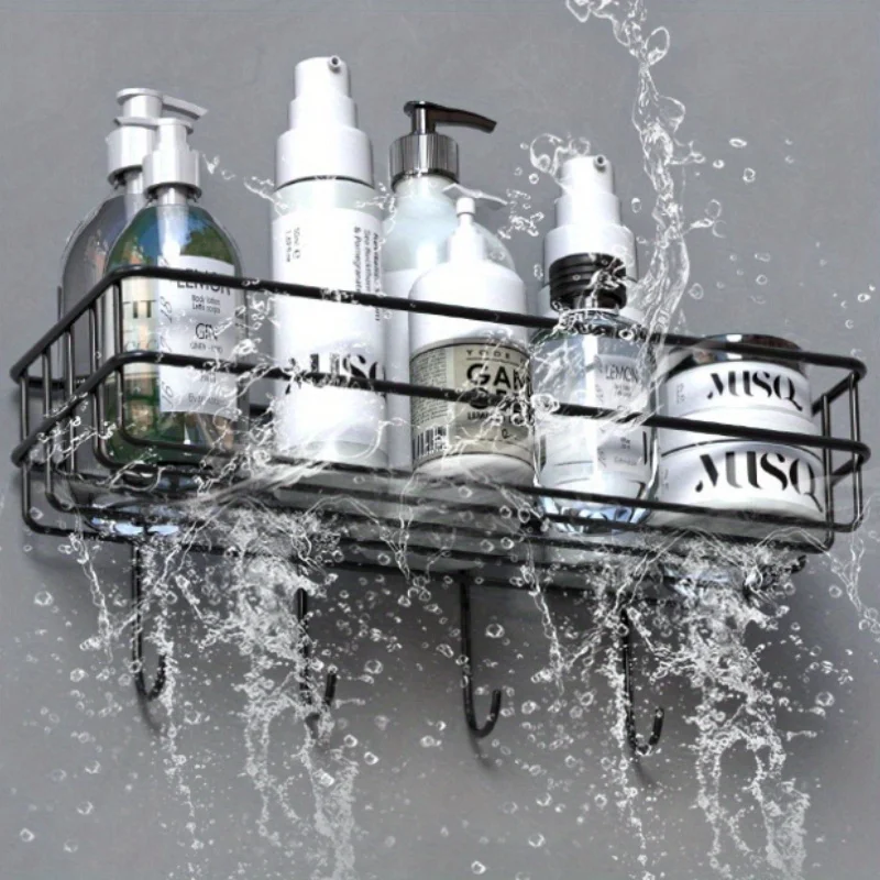 wrought iron bathroom shelf wall-mounted shower gel storage rack toilet free punch toiletry stand