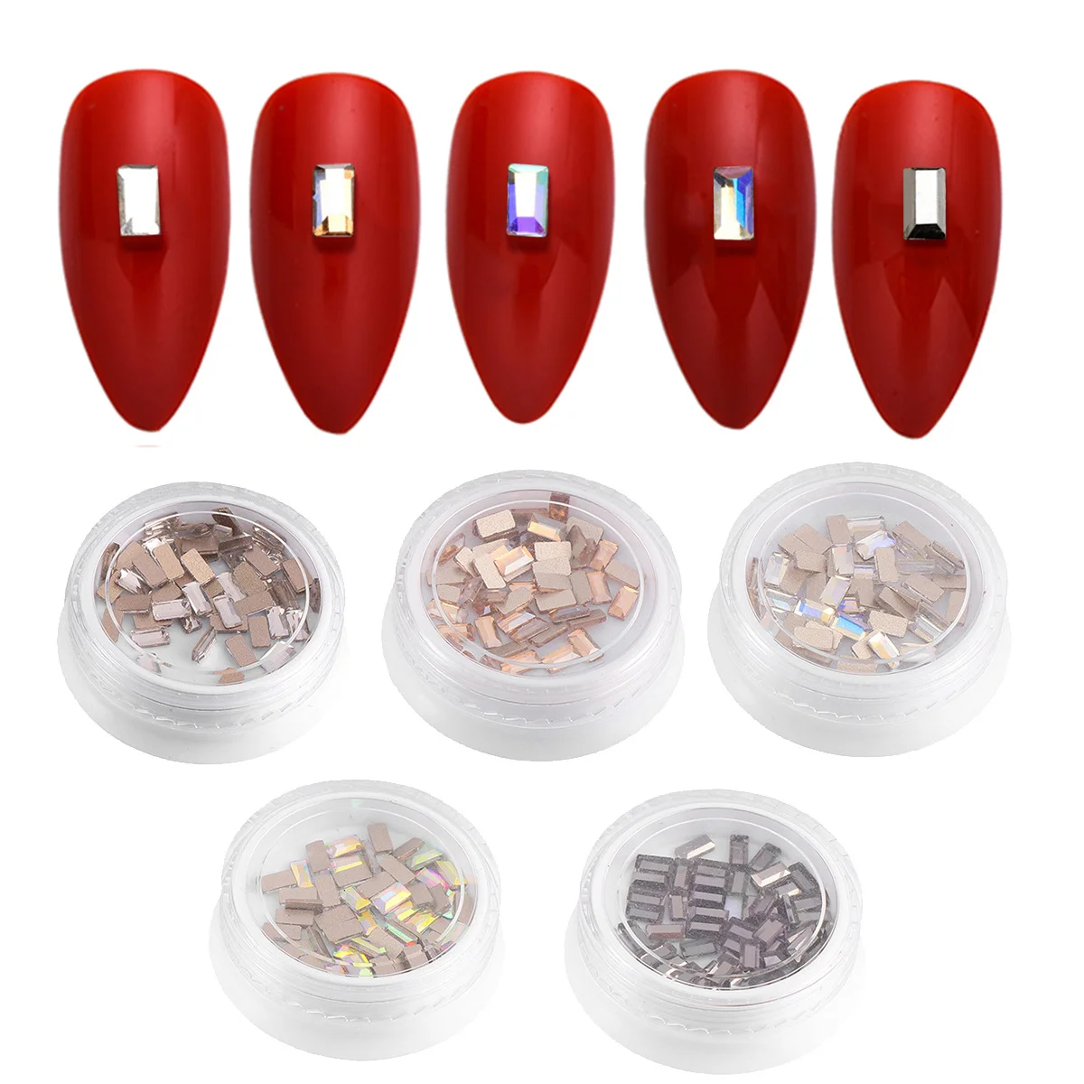 1 Torebka Kreatywnych, Wielokolorowych, Prostokątnych Cyrkonii do Paznokci, Naklejki do Dekoracji Paznokci DIY, Ozdoby do Manicure, Cyrkonie do Manicure, Naklejki do Manicure