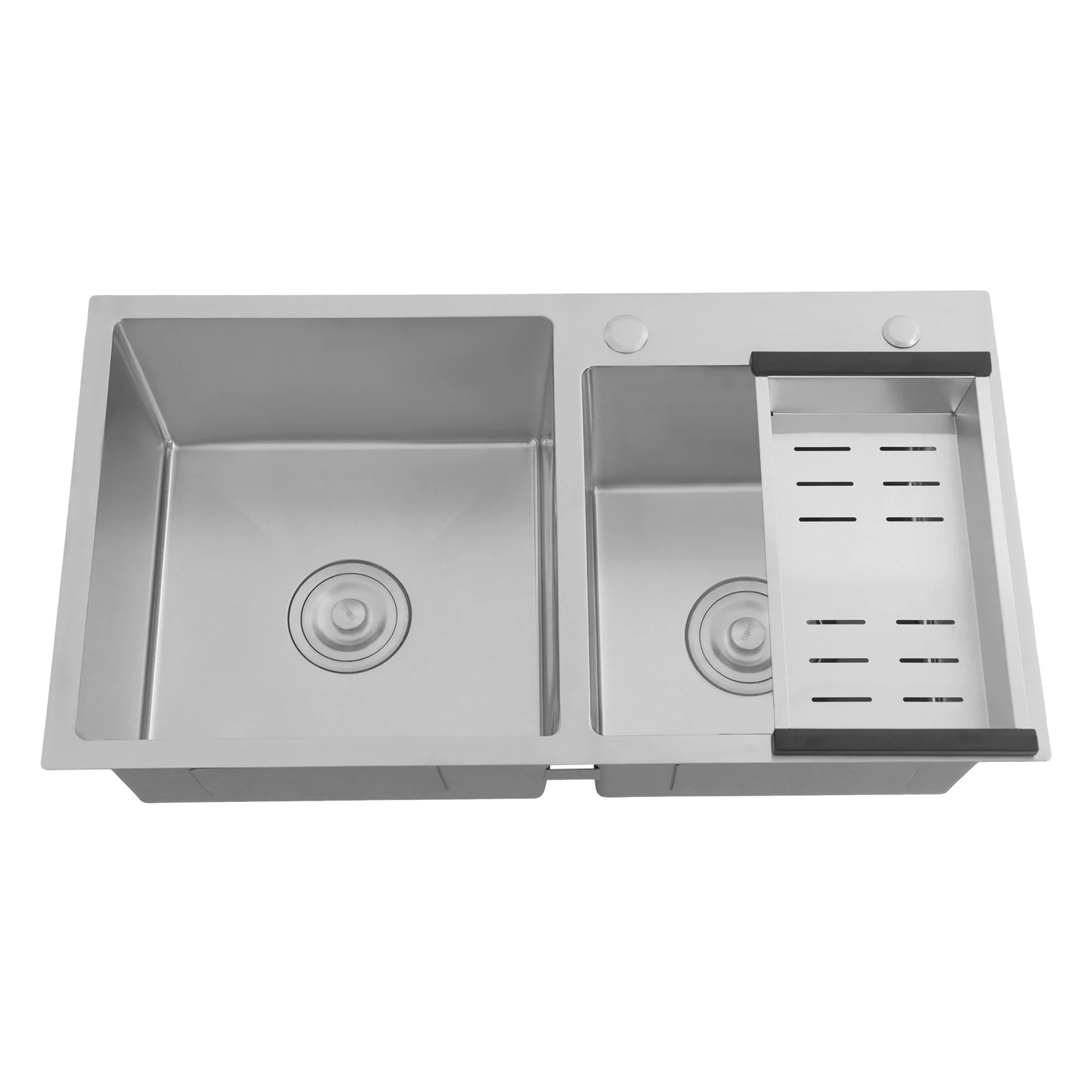 

Double Bowl Stainless Steel Drop-in Kitchen Vegetable Sink Home Modern Inset + Waste Dual Mount Sink + Faucet Composite Set