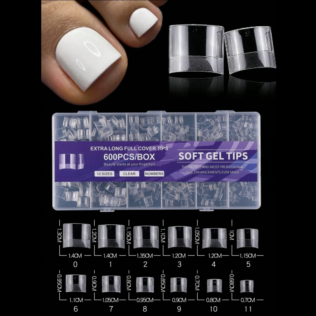 

600 шт./кор. Incognito ABS XS ногти на ногах квадратной формы, полупокрытие, накладные ногти, полуматовые накладные ногти, очень мягкие гелевые типсы для наращивания ногтей