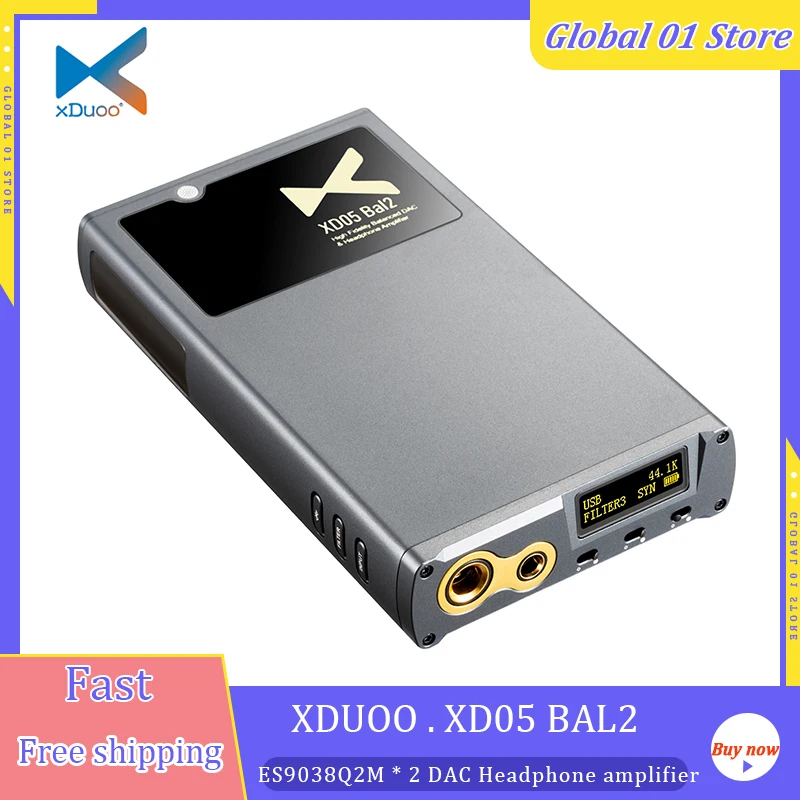 

XDUOO XD05 BAL2 Portable Headphone Amplifier ES9038Q2M*2 USB C DAC XU316 DSD512 768KHz Bluetooth 5.1 LDAC 4.4mm Balanced Amp