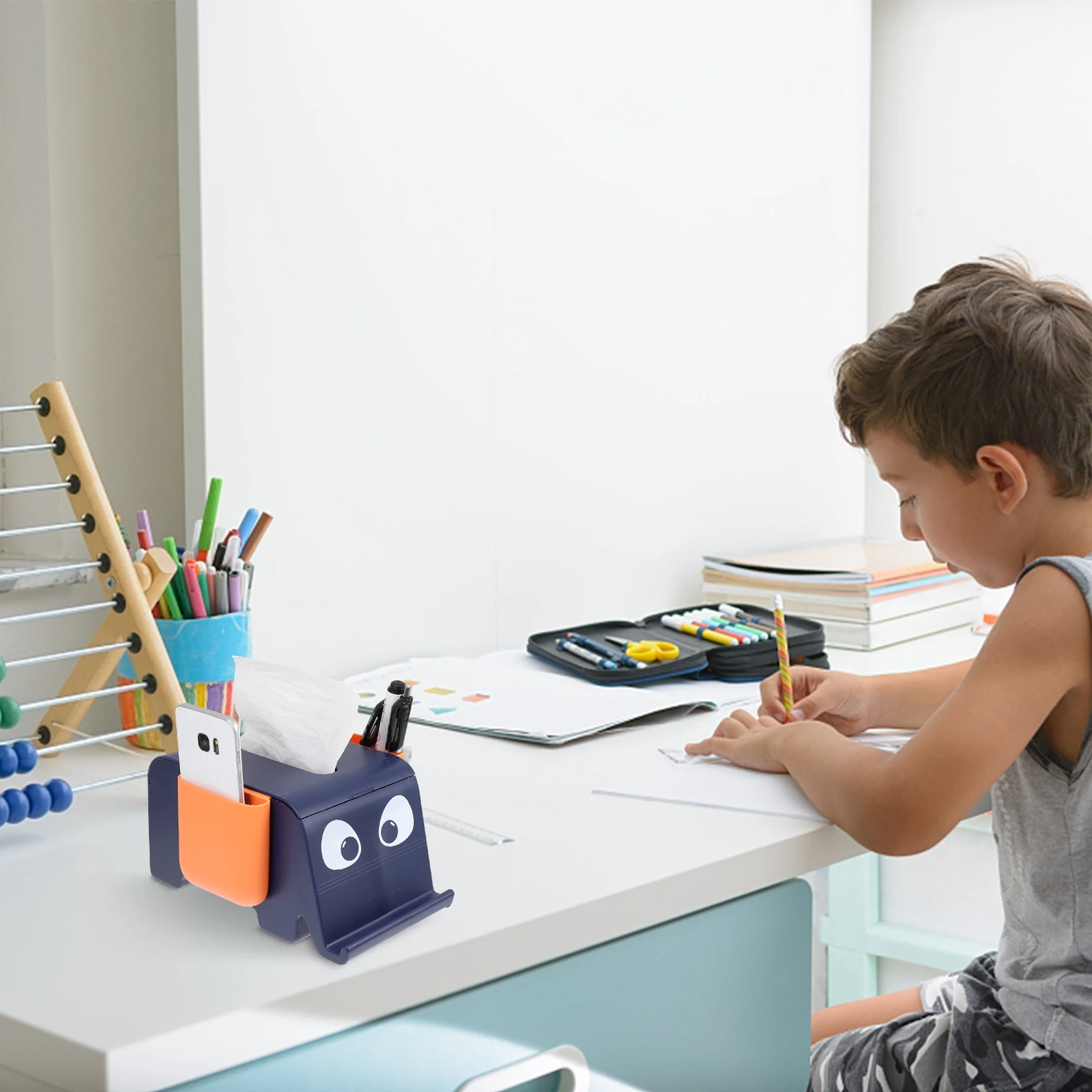 

Creative Elephant Shaped Tissue Box Cartoon Storage Holder Desktop ganizer PVC HIPS Material Sturdy Multi Function