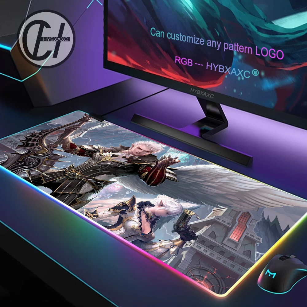 

Lineage 2 Large Mouse Pad RGB Gaming Mouse Pad Desk Mat HD Gamer Large LED Light XXL MousePads PC Computer Carpet