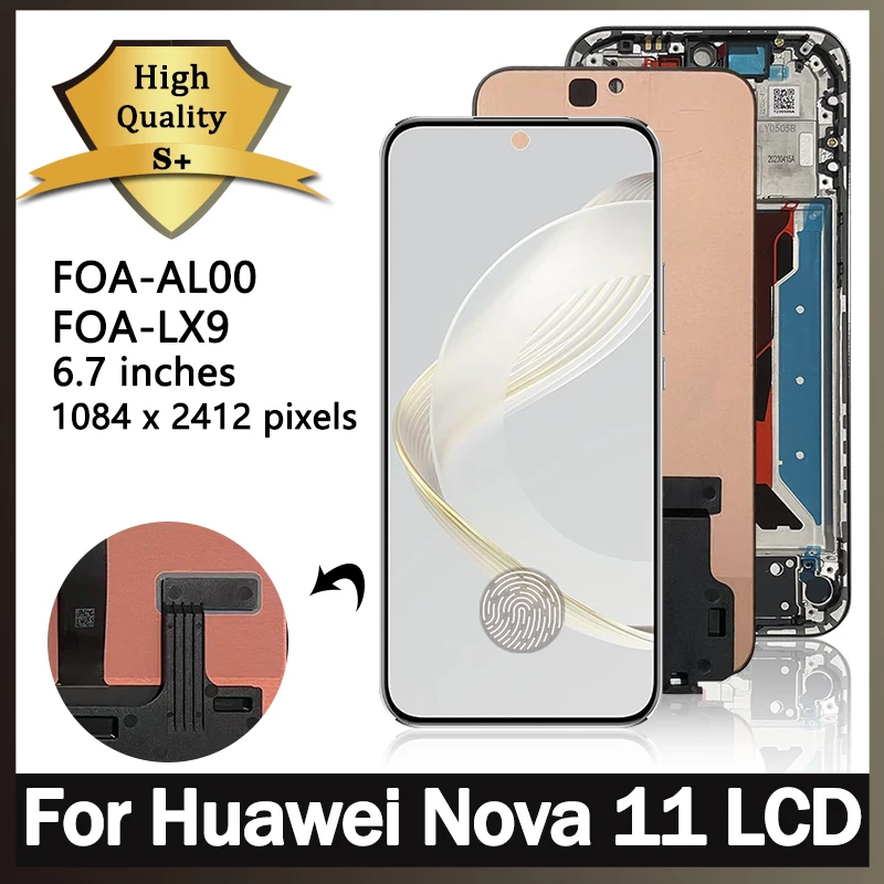 6.7'' New Nova 11 FOA-LX9 Display Screen For Huawei nova 11 LCD FOA-AL00 Display Screen+Touch Panel Digitizer Assembly