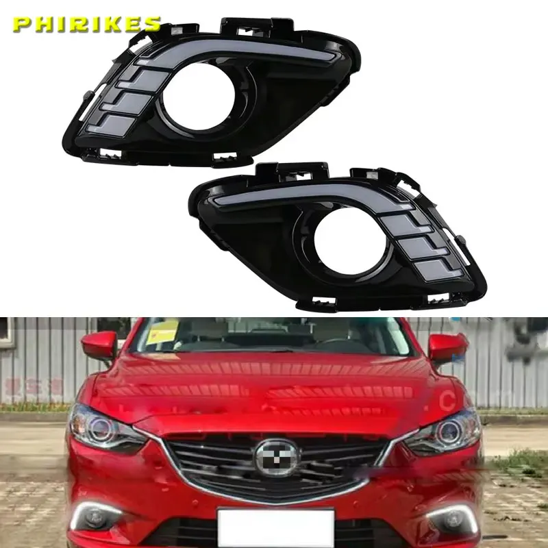 

Реле поворотного сигнала и затемнения, 12 В, светодиодные автомобильные DRL дневные ходовые огни с отверстием для противотуманных фар для Mazda 6 Atenza 2013 2014 2015