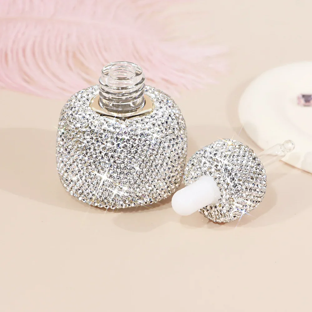 30ML Luxury Rhinestone Glass Oil Dropper Mini Perfume Empty Travel Bottle Travel Portable Essential Oil Storage Jar Organization