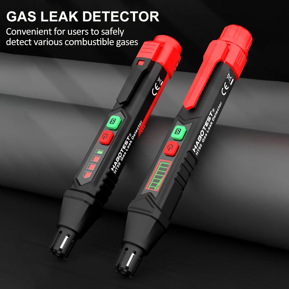 HT60 Portable Gas Leak Detector Combustible Gas Detector Audible & Visual Alarm LCD Display Methane Propane Natural Gas Detector