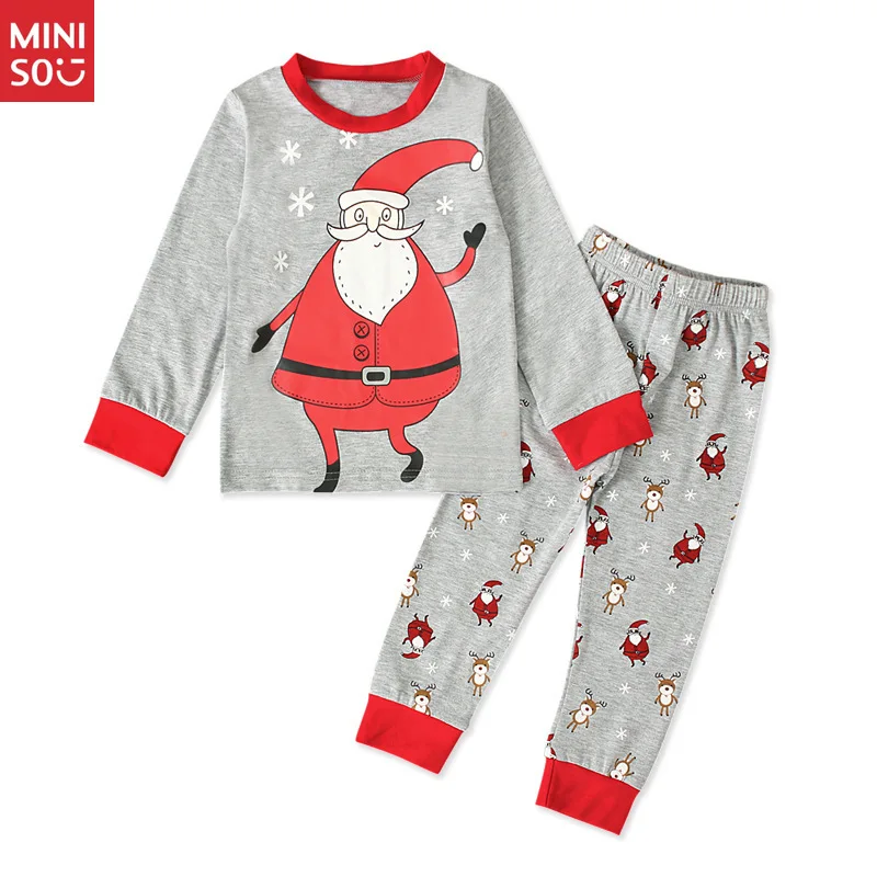 Conjunto de disfraz de Papá Noel para niños de 2 piezas, camisa de manga larga y pantalones