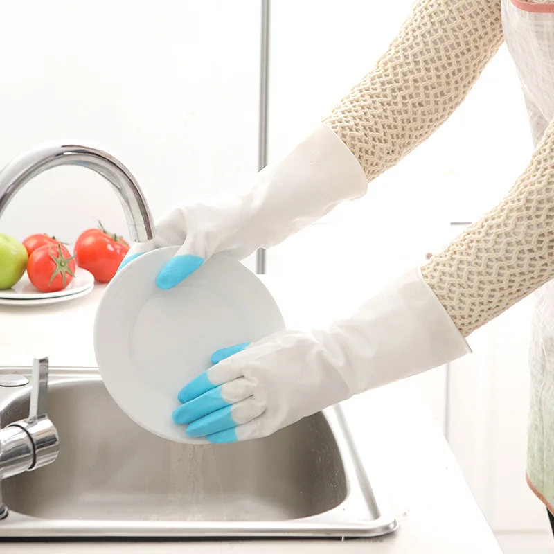 Nitrile Washing Gloves Home Kitchen Bowl Durable Latex Washing Clothes Women'S Waterproof Household Rubber Gloves #1505