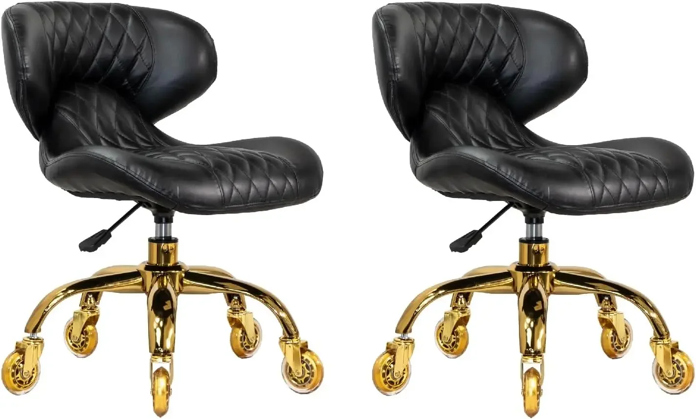 Set of 2 Nail Salon Pedicure Stool HugoII Pedicure Chair Short Adjustable Comfort Pneumatic Pump Salon Furniture & Equipment, Bl