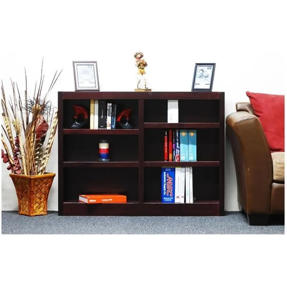 

Selected Traditional 36" Tall 6-Shelf Double Wide Wood Bookcase in Cherry,Suitable for Study, Bedroom, Living Room,Bookcases