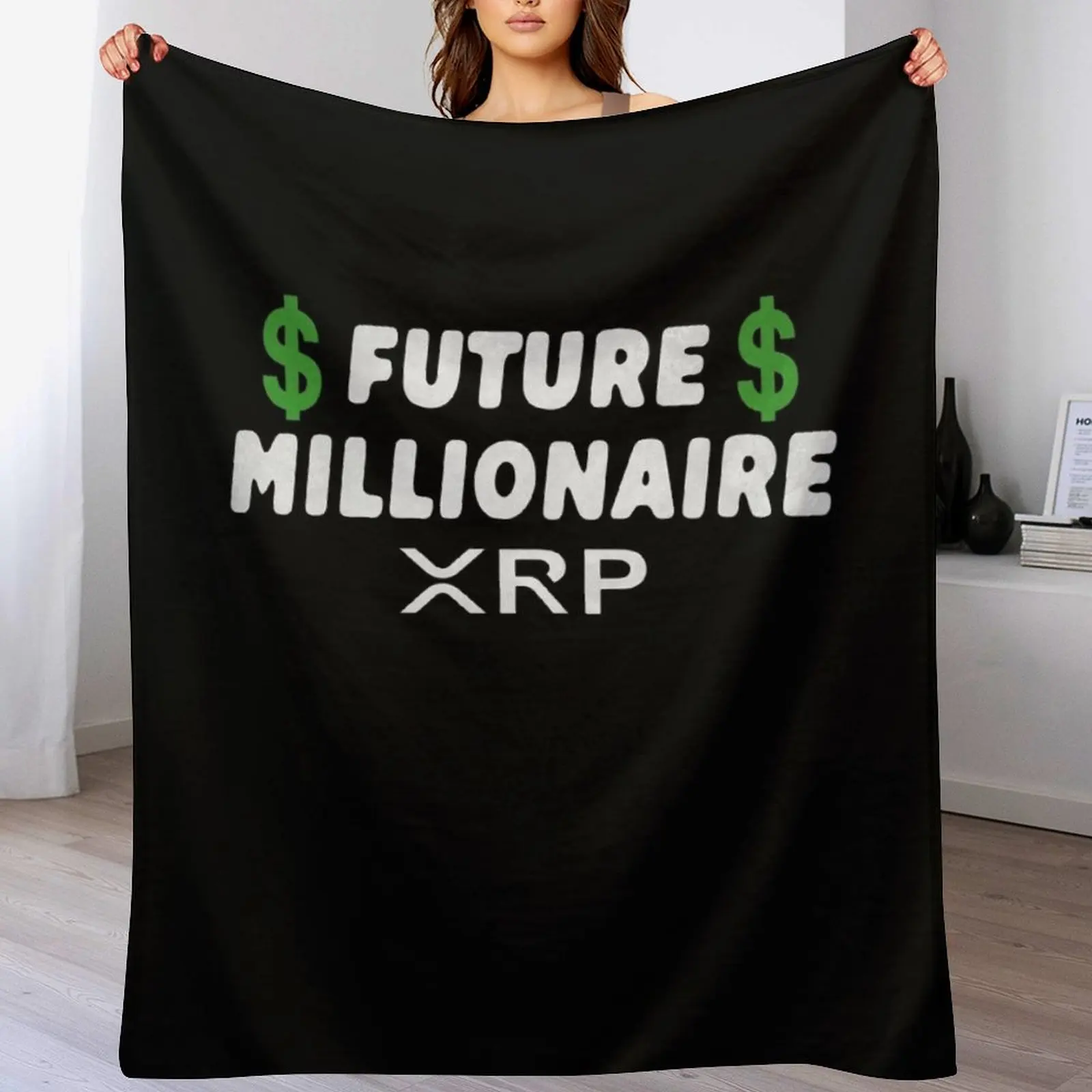

Future Millionaire Crypto Ripple XRP Throw Blanket Easy Care Comfortable Blanket for Couch