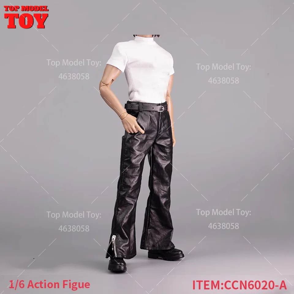 Ncctoys CCN6020 1/6 Scale Men Women Black Zipper Micro Flared Leather Pants Model For 12'' Soldier Action Figure Body Dolls