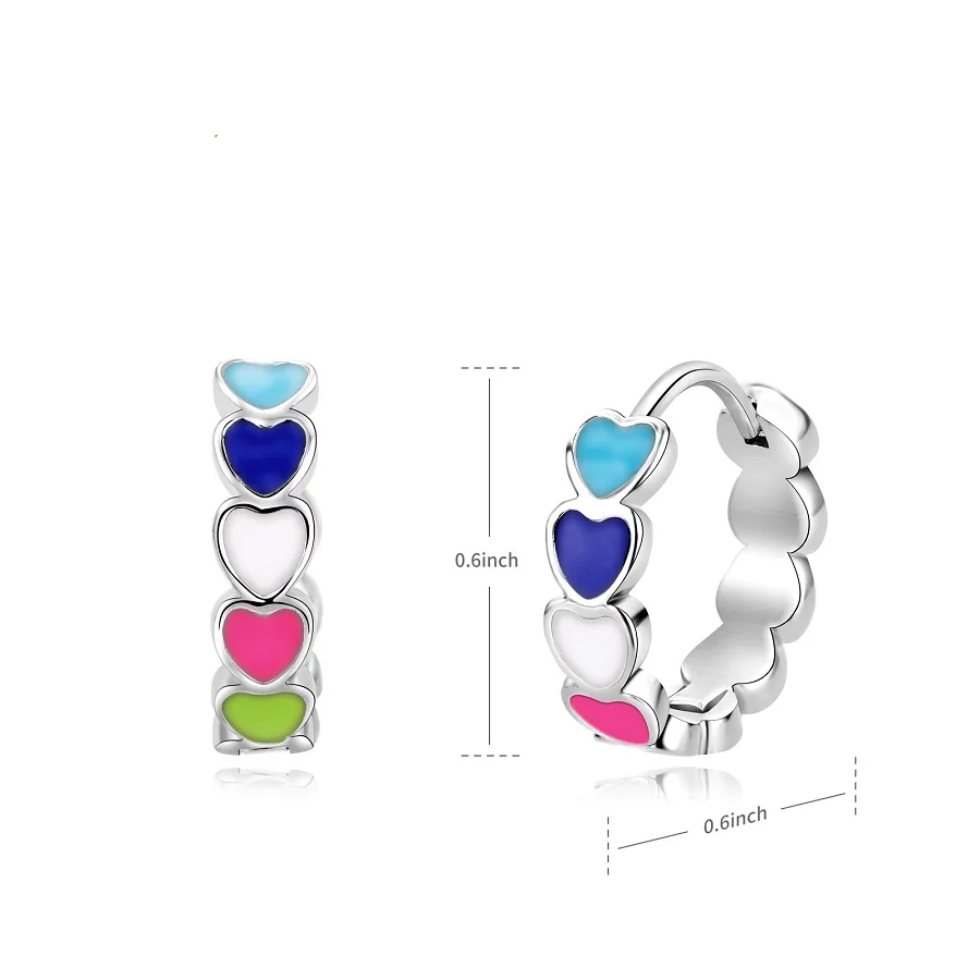 A pair of fashionable new personalized colored oil dripping C-shaped heart-shaped earrings, candy colored half ring earrings, ea