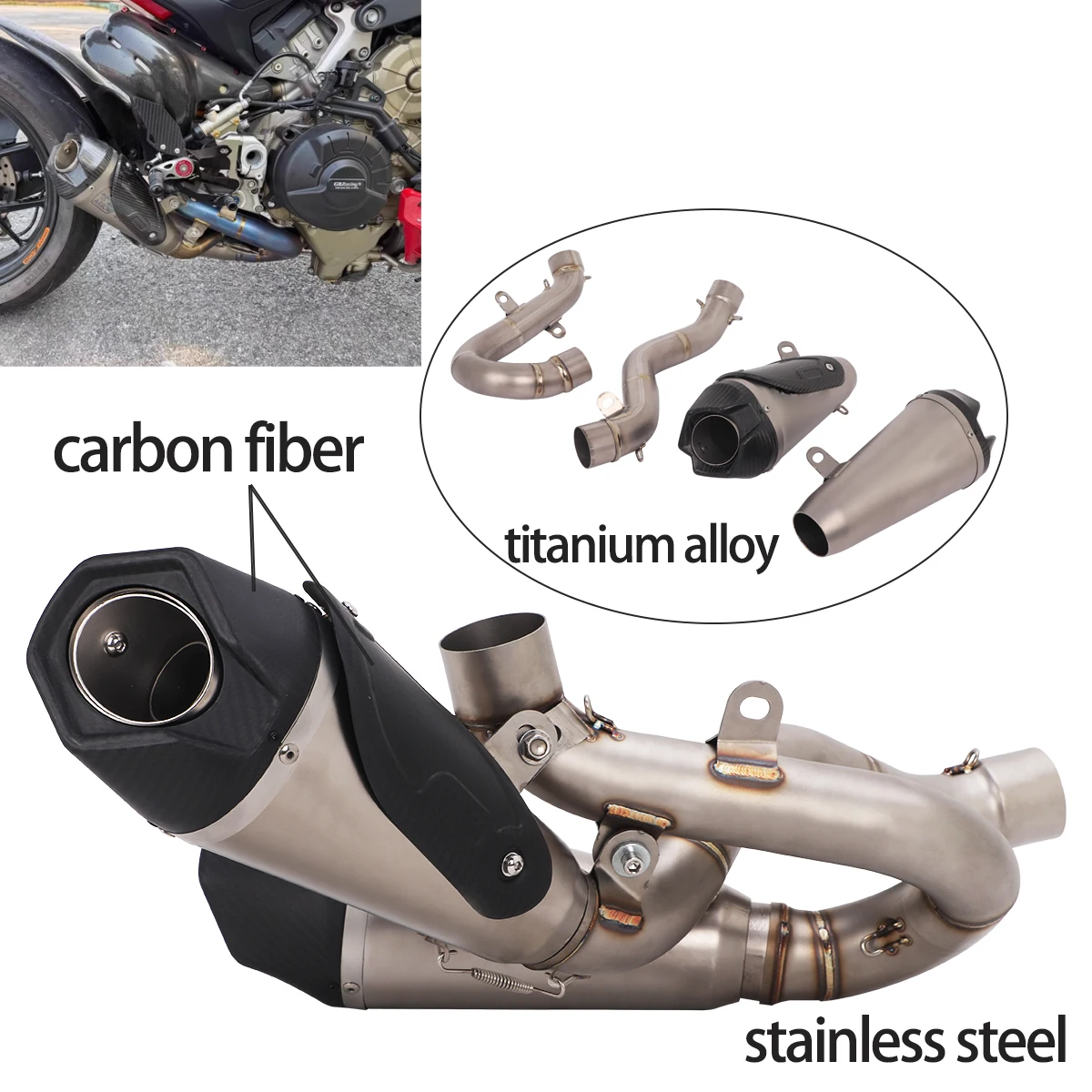 Komplette Auspuffanlage, modifizierter Auspuff für Ducati Panigale V4 V4S Streetfighter V4, Auspuffrohr, Doppel-Schalldämpfer mit DB-Killer