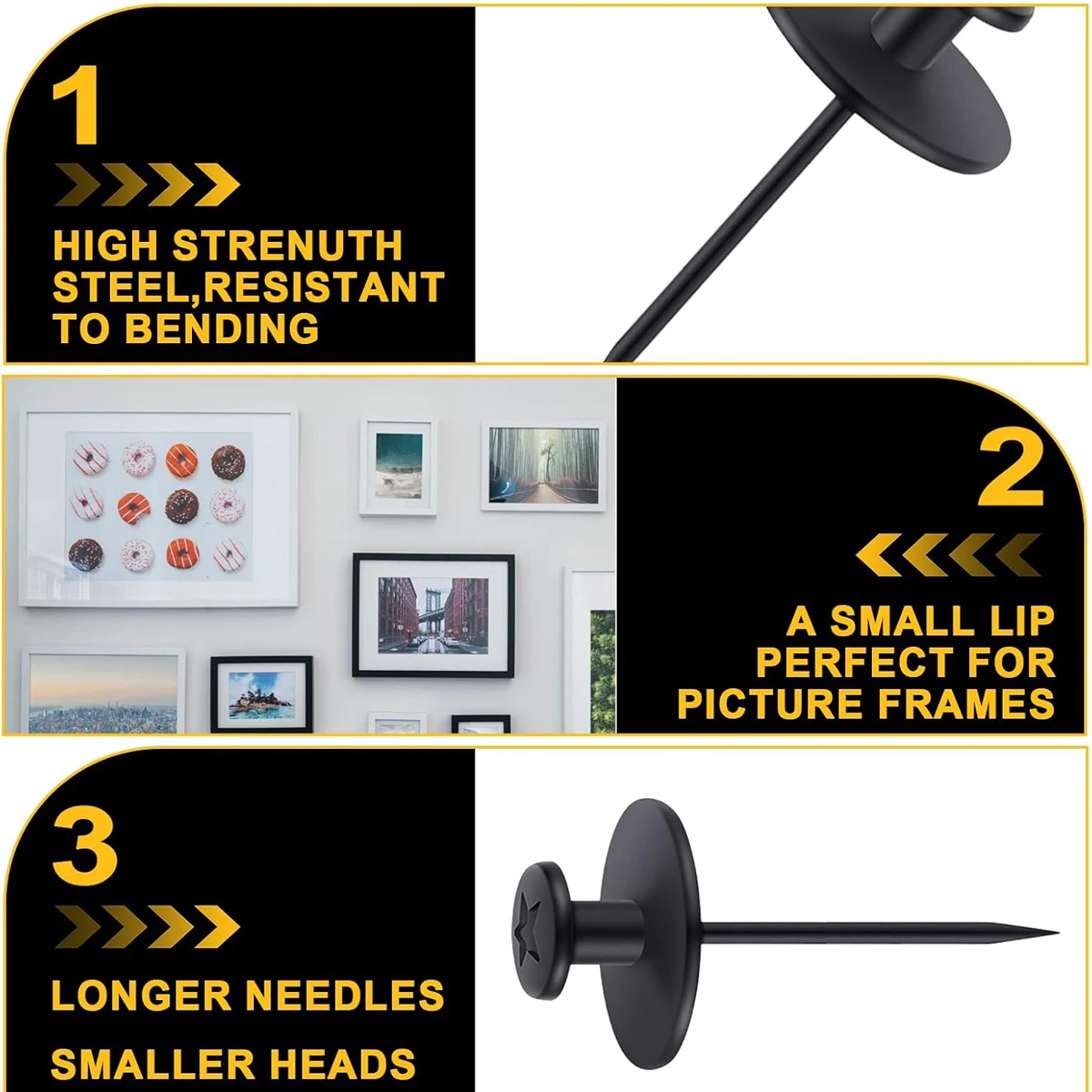 Clous suspendus 30/50 pièces, punaises, punaises pour tentures murales, crochets muraux avec feuille de protection des ongles en ligne droite