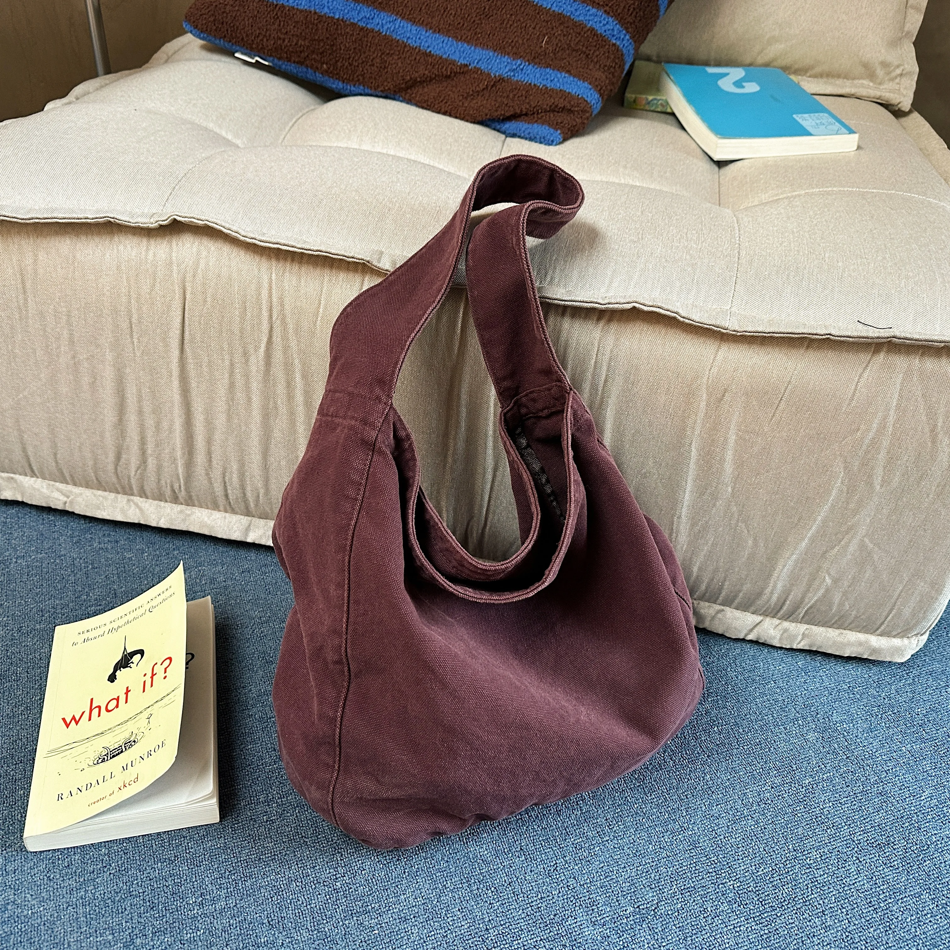 Solid Canvas Shoulder Bags Women 100% Cotton Casual Totes Simple Korea Style Cloth Packages Large Capacity Leisure Handbags
