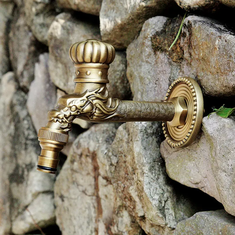 Antique Outdoor Faucet Courtyard Spray Gun Watering Washing Machine Taps Brass Single Cooling Anti freeze Faucets