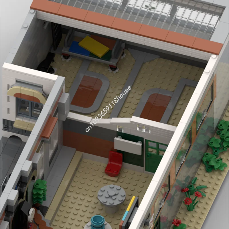 4710개 MOC 모듈러 학교 역방향 코너 모델 블록 크리스마스 선물 조립 장난감 DIY 창의적 교육