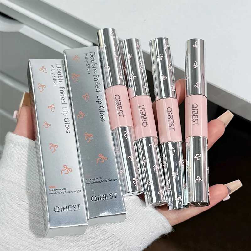 QIBEST ملمع شفاه مزدوج الرأس ماتي مخملي مثير أحمر شفاه سائل مقاوم للماء ملمع شفاه يدوم طويلاً مستحضرات تجميل كورية #6