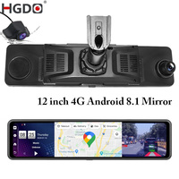 HGDO 12'' Rear view Mirror Camera Android 4G Car DVR ADAS WIFI Video Recorder FHD 1080P  Dual lens Dash Cam Registrator Mount